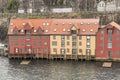 Office buildings on the dockside in Bergen Norway Royalty Free Stock Photo